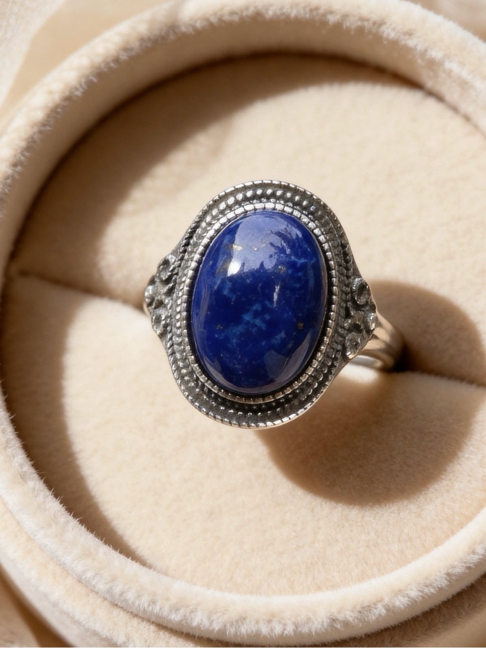 Natural Lapis Lazuli 925 Sterling Silver Open Ring